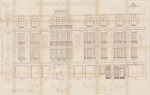 Plan d’origine et plan modifié façade du 14 esplanade Cérès (place Aristide Briand), Constant Ouvière, 1924 