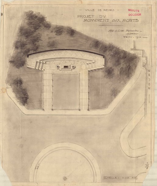 Projet du monument aux morts, plan, Max et Louis Sainsaulieu, 1924 