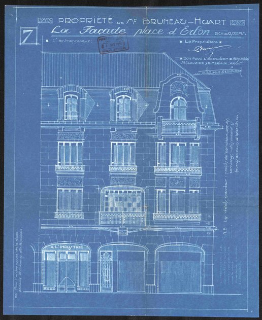 Plan façade du 2-4 place d’Erlon, Maurice Clauzier, 1924 