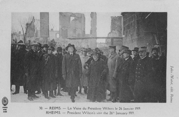 Carte postale « Reims. La visite du président Wilson le 26 janvier 1919 » 