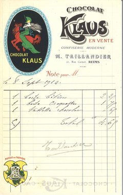 Réquisition allemande auprès de la confiserie de M. Taillandier, 8 septembre 1914 