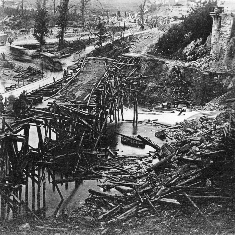 Seconde victoire de la Marne ponts à Béthancourt dynamités par l'ennemi